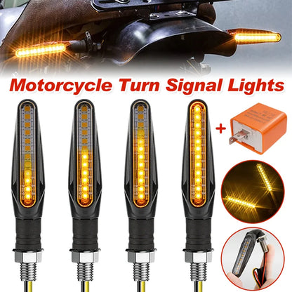 2 st LED-blinkers för motorcykel med flytande ljus, 12 LED