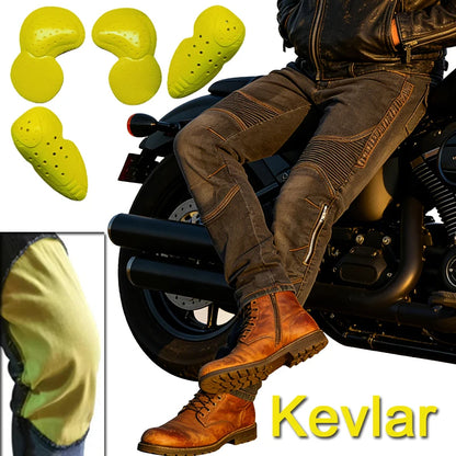MC-Jeans med Kevlar & Aramid – CE-godkända Knäskydd, Sträckdenim Herr 2026 (Blå/Svart)