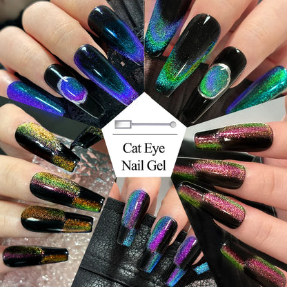7 Colors Starry Sky Effect Magnetic Gel Polish Set with Soak Off UV LED Cat Eye Gel Polish Manicure Nail Art Kit - Magnetic Stic