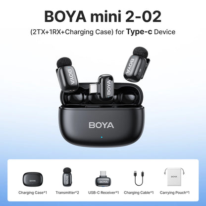 BOYA Mini 2 Wireless Lavalier Microphone AI Noise Reduction Mini Mic for iPhone 6-14/15-17 USB-C Android Phone Video Recording