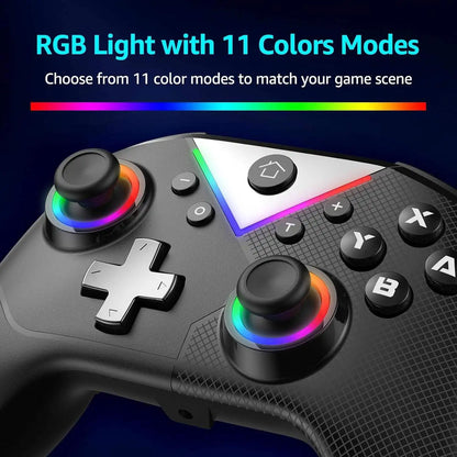 Controller for Switch Lite/OLED/PC Game Joystick Wireless BT Gamepad W/RGB Hall Effect Turbo Macro 6-Axis Gyro Vibration Motors