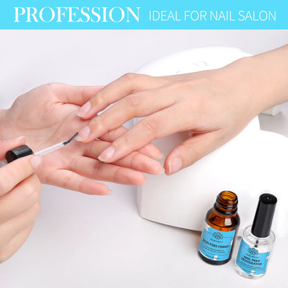BORN PRETTY 2Pcs 15ml Nail Prep Dehydrator And ACID-FREE Primer Air Dry No Lamp Needed Nail Art Functional Gel Manicure Supplies