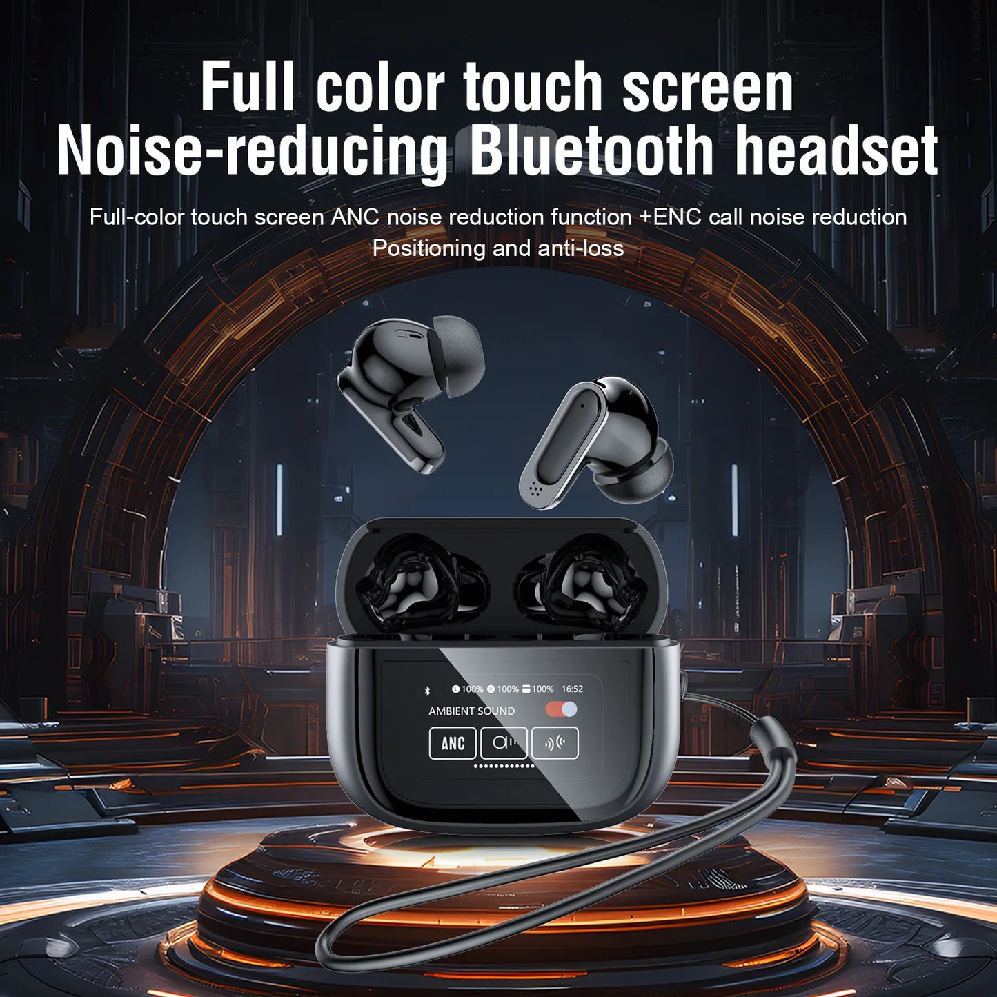 BOSECXT V11 True Wireless In-Ear Earbuds – Bluetooth 5.4 ANC ENC HiFi Stereo Touch-kontroll Mikrofon Laddningsfodral Svart