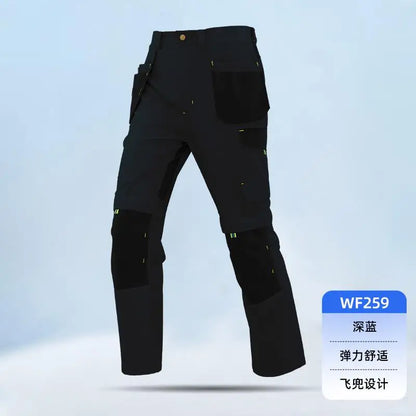 Spring And Autumn Elastic Work Pants Repair Workshop Wear Resistant Reinforced Multi Pocket Welding Pants