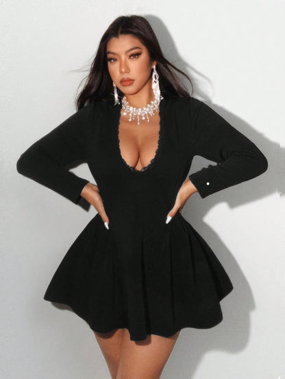 plus Size Lace Sexy Dress Elegant Gown for Women Big Size Party Outerwear Fashionable Casual Dress