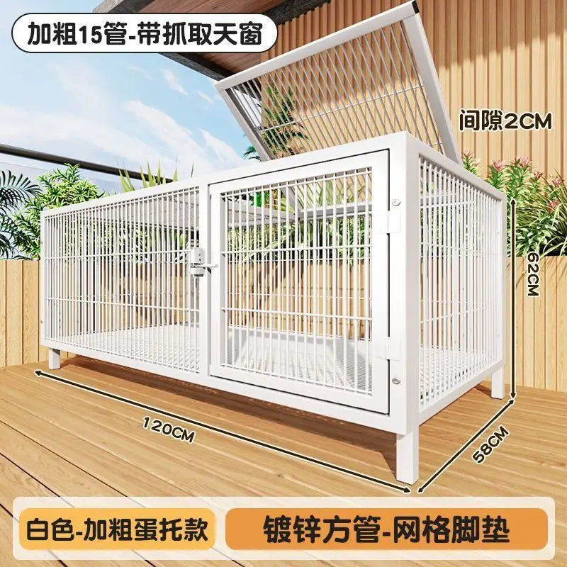 Large Heavy Duty Dog Crate for Large Medium Dogs Indoor Outdoor Portable Foldable Metal Wire Kennel with Tray for Labrador