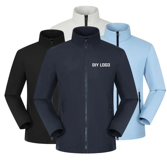 customized logo Men's Tactical Jackets Softshell Lightweight Coats with Pockets Water Resistant Outdoor Hiking couple top C2407