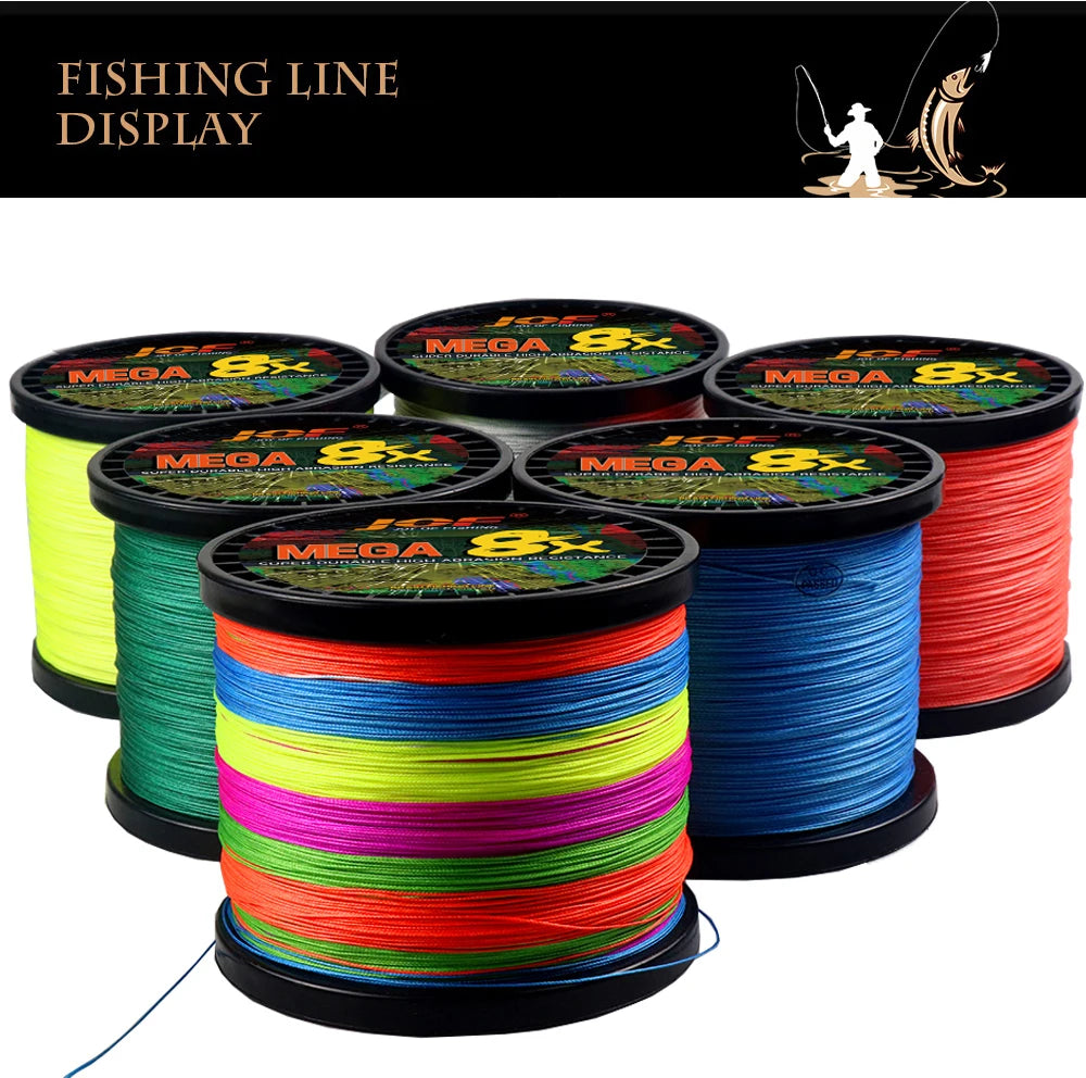 JOF 8 Strand 1000M 500M 300M 100M Japan Super Strong PE Braided Fishing Line Multifilament Braid Thread X8 18-78LBS