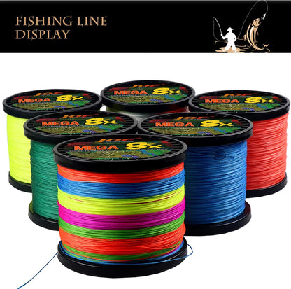 JOF 8 Strand 1000M 500M 300M 100M Japan Super Strong PE Braided Fishing Line Multifilament Braid Thread X8 18-78LBS