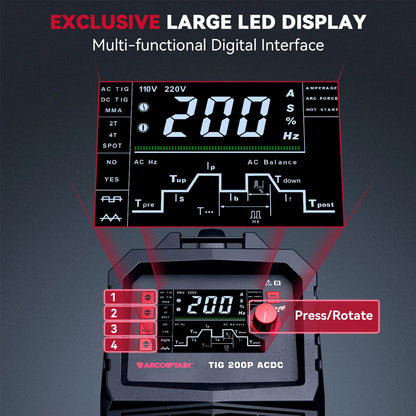 ARCCAPTAIN TIG200PACDC AC/DC TIG-svets, 7-i-1 och 200 A