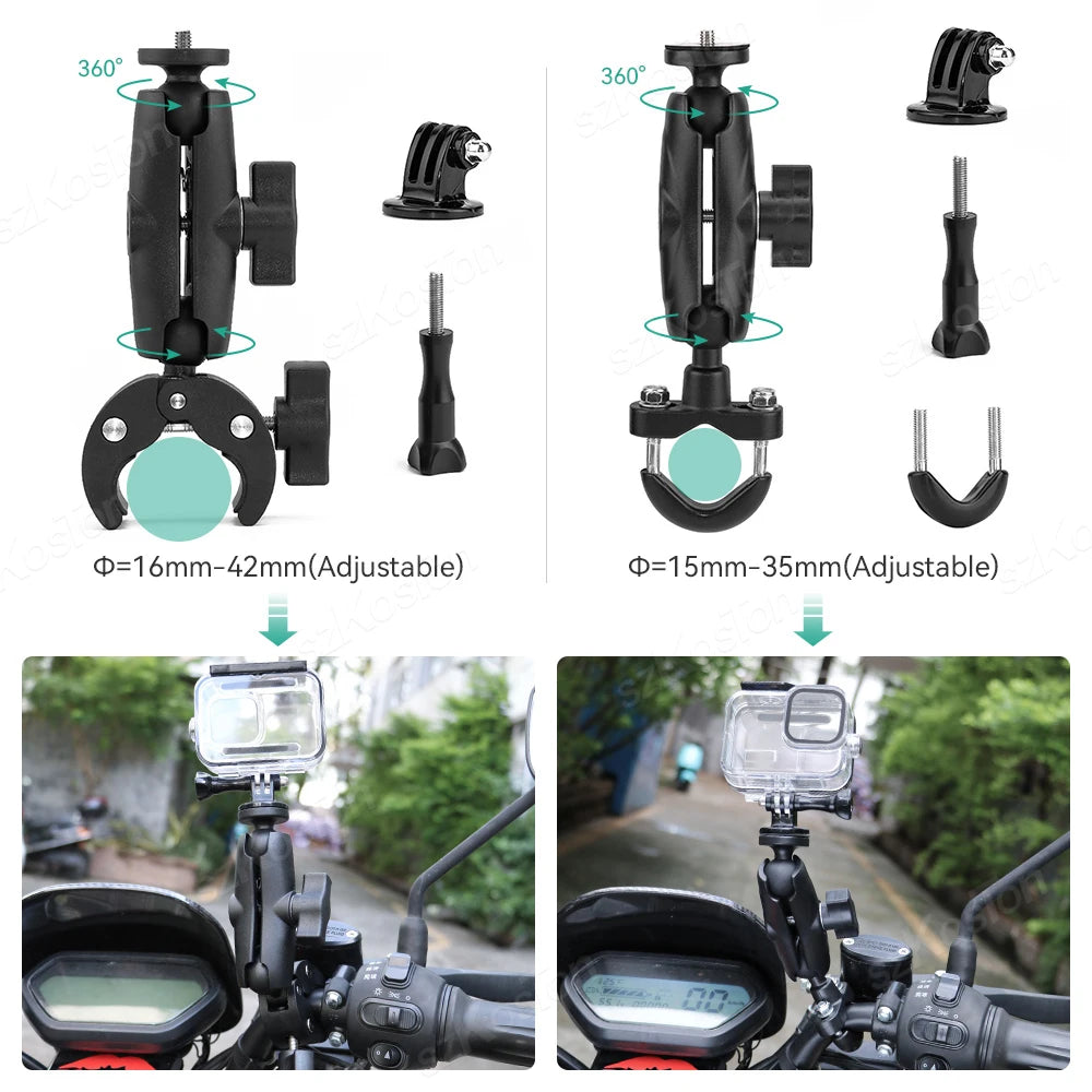 For Insta 360 X5 X4 X3 GO 3S Motorcycle Bicycle Clip Bracket for GoPro 13 12 11 DJI Action 6 Bike Selfie Stick Camera Accessory