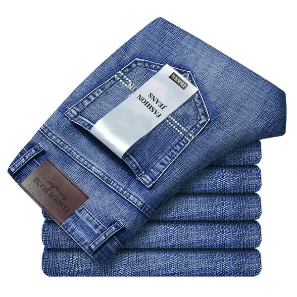 Business-jeans för herr – rak passform, stretch-denim, casual och kontor