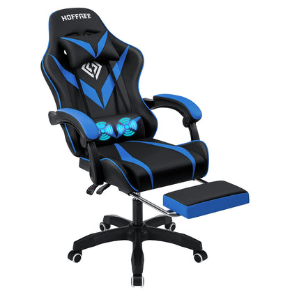 200Lbs Load Gaming Chair with Massage Ergonomic Computer Chair Footrest and Lumbar Support Reclining PC Chair Adjust Armrest