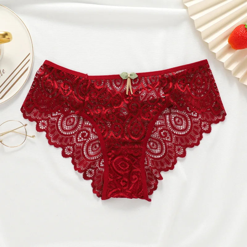 Meet'r Women Sexy Lace Panties Low-Rise Temptation Lingerie Female G String Transparent Underwear Hollow Out Briefs Intimates
