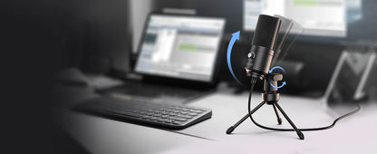 FIFINE USB Condenser Microphone with Gain Knob,Metal Recording Mic for Home Studio,Podcasting,Voice-over,Laptop,Windows -K669