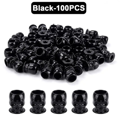 200/100/50PCS Disposable Skull Tattoo Ink Cups Black/White/Pink/Blue Pigment Container Plastic Ink Holder Tattoo Accessories