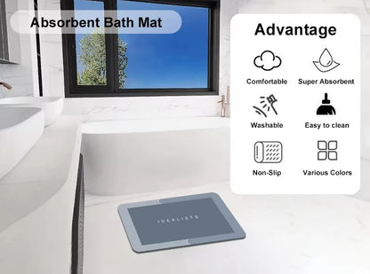 Diatomaceous Earth Bath Mat Ultra Absorbent Non Skid Rapid Drying Soft Floor Mat for Bathroom Shower Laundry Bedroom Kitchen RV