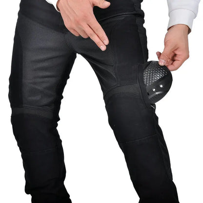 Motorcykelbyxor för män Sommar Mesh Svart Retro Slim Fit