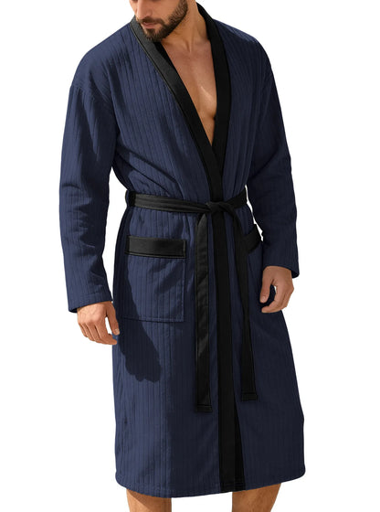 Herr Morgonrock Lång Jacquard – Mjuk Europeisk Stil Plus Size, 7 Färger M–2XL