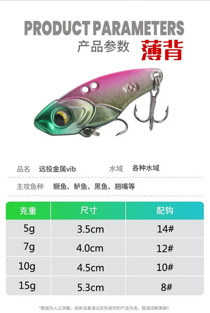 NEW 1PC Metal VIB Fishing Lures 5g 7g 10g 15g Metal Jig Crankbait Wobbler Vibration Baits Pesca Tackle for Trout Bass Pike Perch