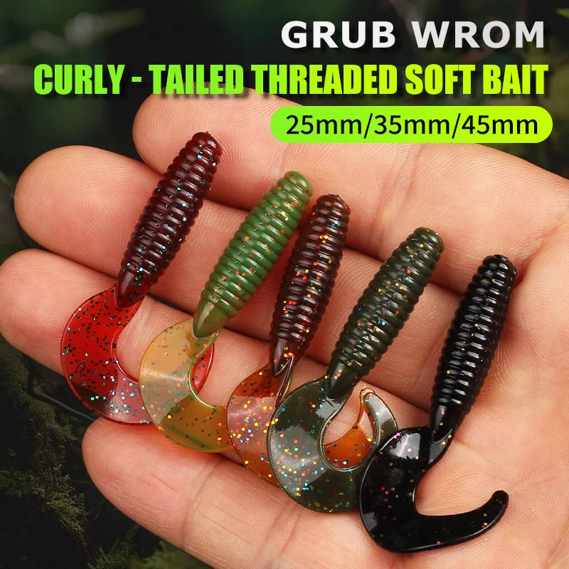 Supercontinent New Soft Bait Angry Spin 25mm 35mm 45mm Fishing Lures Plastic Silicone Worm Moggot Grub Lure Sinking Lures