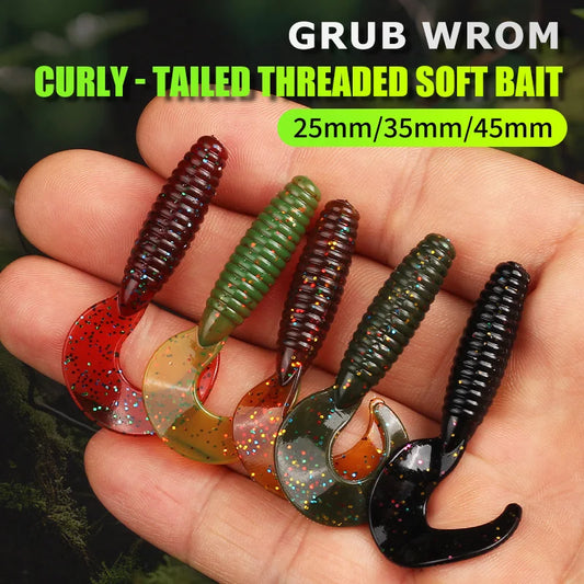 Supercontinent New Soft Bait Angry Spin 25mm 35mm 45mm Fishing Lures Plastic Silicone Worm Moggot Grub Lure Sinking Lures