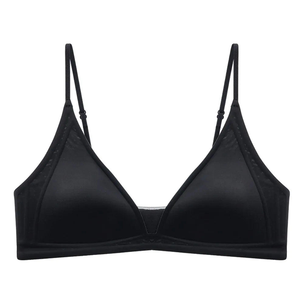 Thin Satin Wireless Deep V Bra Close-fitting Anti-sagging Push Up Underwear Traceless Gathered Breasts Seamless Bras Sport