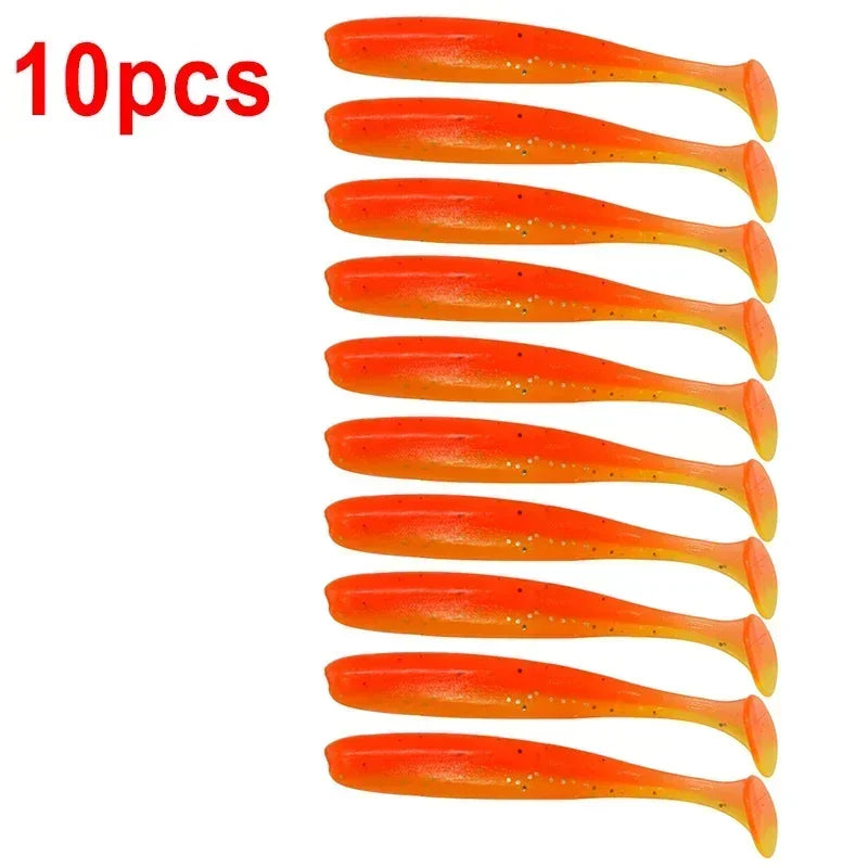 10pcs/Lot Fishing Lure T Tail Worm Soft Bait Jigging Wobblers Tackle Bass Pike Artificial Silicone Swimbait 55mm 70/90mm 120mm