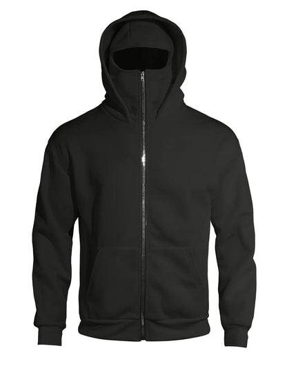 Autumn Men's Double-Layer Hooded Zip-Up Sweatshirt, Loose Casual Fit with Front Pockets, Ideal for Outdoor and Streetwear Style