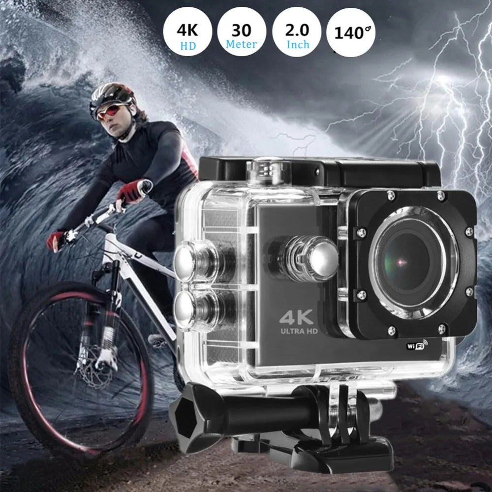 Ultra HD 4K Action Camera 30fps/170D Underwater Helmet Waterproof 2.0-inch Screen WiFi Remote Control Sports go Video Camera Pro