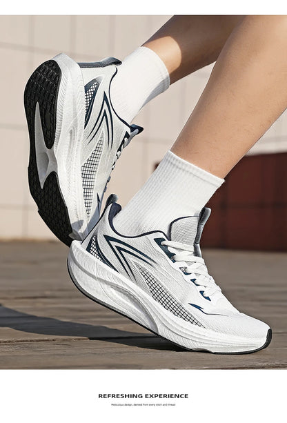 Lightweight Men's Running Sneakers Carbon Board Speciality Marathon Men Sports Breathable Walking Athletic Nonskid Sneakers Man