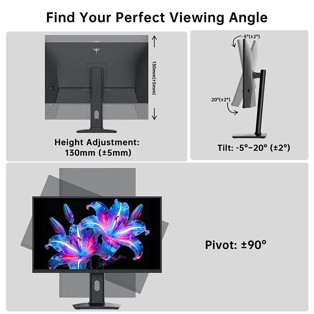 KTC H27T7P-2 Gaming Monitor 27" – Fast IPS 2K QHD 210Hz OC 1ms HDR400 FreeSync G-Sync 1,07 Mdr Färger Höjdjusterbart Stativ VESA
