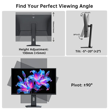 KTC H27T7P-2 Gaming Monitor 27" – Fast IPS 2K QHD 210Hz OC 1ms HDR400 FreeSync G-Sync 1,07 Mdr Färger Höjdjusterbart Stativ VESA