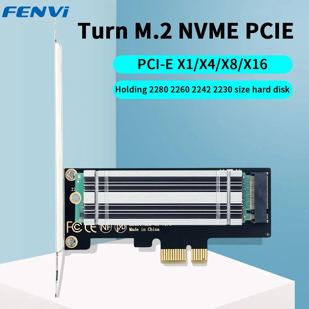 FENVI M.2 NVMe till PCIe x1-adapter med aluminiumkylfläns