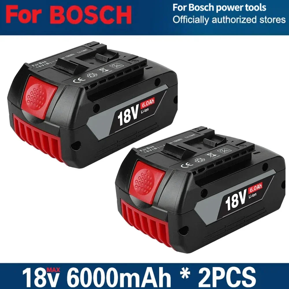 Kompatibelt Batteri för Bosch 18V – 6,0Ah Li-Ion BAT609 BAT618 BAT620 GSR GBH GWS 1–4 Batterier + Laddare