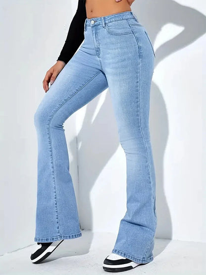 Hot Sale Women Stretch Thin Flared Jeans Lady Fashion High Waist Denim Pants Girls Korean Ins Fashion Straight Leg Trousers