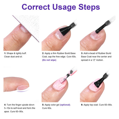 TWOING Rubber Base Coat & No Wipe Top Coat Set 15ml+15ml, Builder Base Gel, Diamond Shine, UV LED Soak Off, Long-Lasting