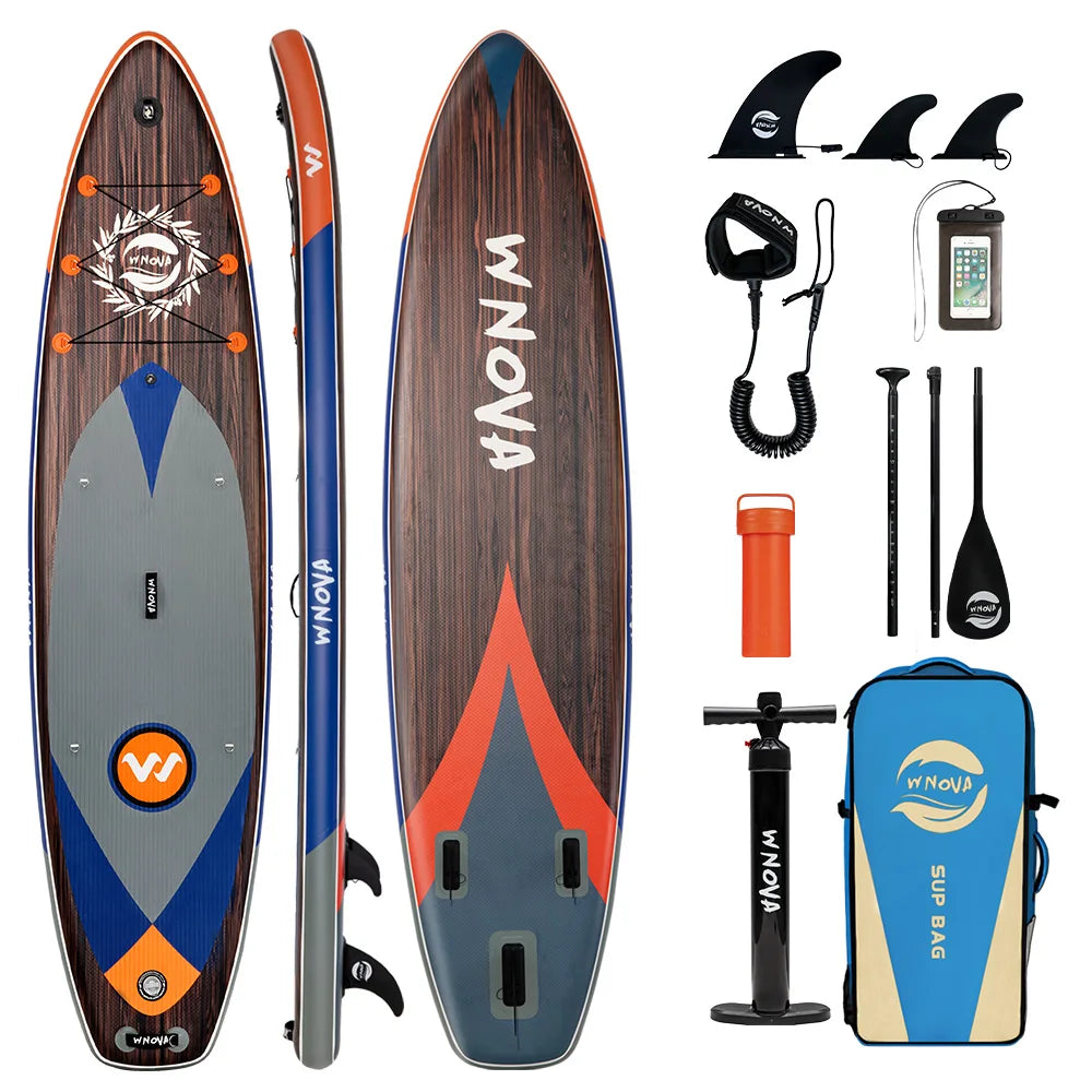WNOVA W025 Uppblåsbar SUP-bräda – 350×86×15 cm, Ultralätt 10 kg, Halkfri