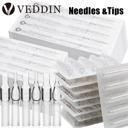 Tattoo Needle and Tips Set 50pcs Disposable Tattoo Needle with 50pcs Sterilized Tattoo Tips Tattoo Kit for Tattoo Machine Supply