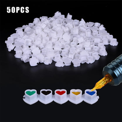 50/100/200pcs Plastic Disposable Tattoo Ink Cups With Base Pigment Clear Holder Container Cap Tattoo Accessory Permanent Makeup