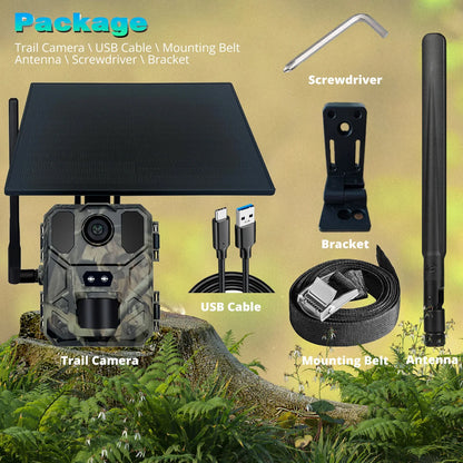 Mini900Pro Utomhus Jaktkamera, 2K, 4G, APP-fjärrkontroll, Solcellsbatteri