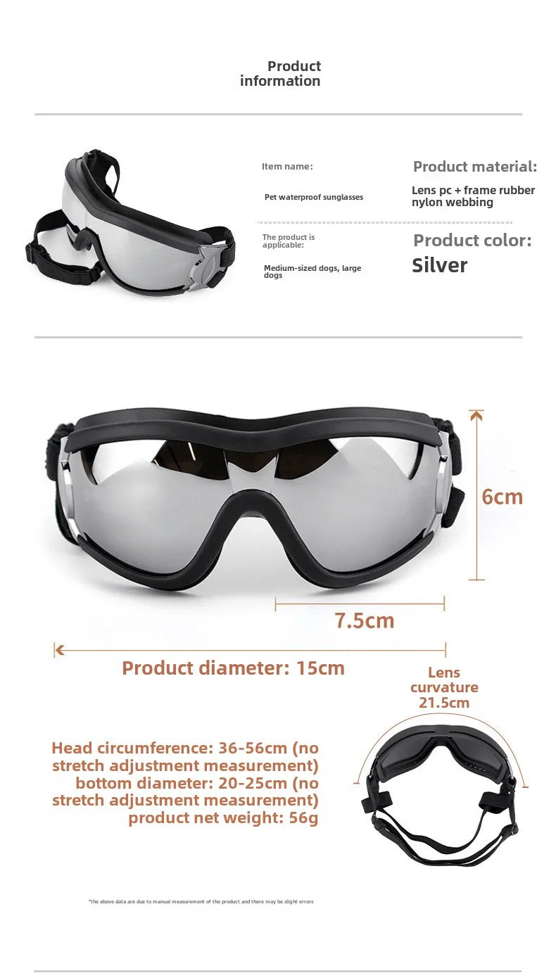 Transparent Color Pet Dog Goggles Waterproof Windproof Sunscreen UV Resistant Large Dog Glasses