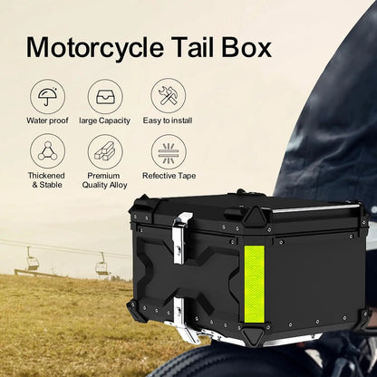 Motorcykeltoppbox i aluminium med vattentät utförande