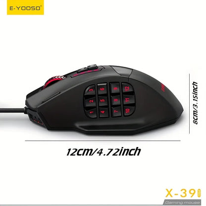 E-YOOSO Upgraded Wired Gaming Mouse X-39 PRO with Macro Edit Side Key DIY Lighting Design SG8960Processor Ergonomic Gaming Mouse