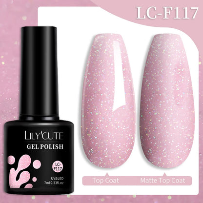 LILYCUTE 129 Colors 7ML Nail Gel Polish Nail Supplies Vernis Semi Permanent Nail Art Manicure Soak Off LED UV Gel Nail Varnishes
