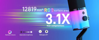 Maono PD100X RGB Gaming Microphone USB/XLR Dynamic Mic with Noise Reduction Mute Headphone Jack Mic for Gaming Streaming Podcast