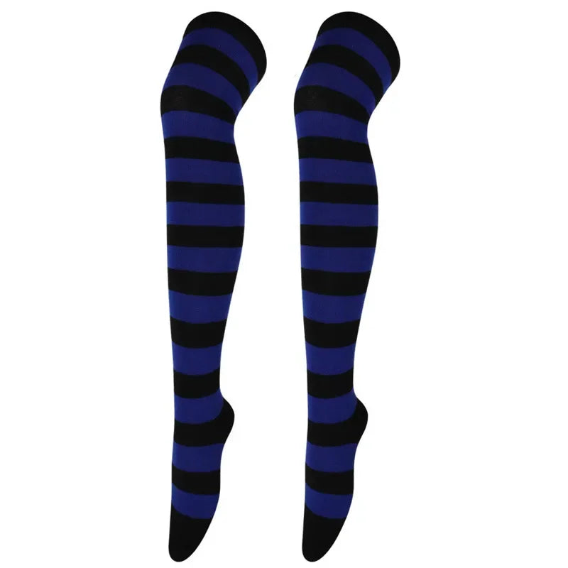 Dam Lolita Overknee Strumpor – Randiga Thigh High Cosplay, 25 Färgkombinationer One Size