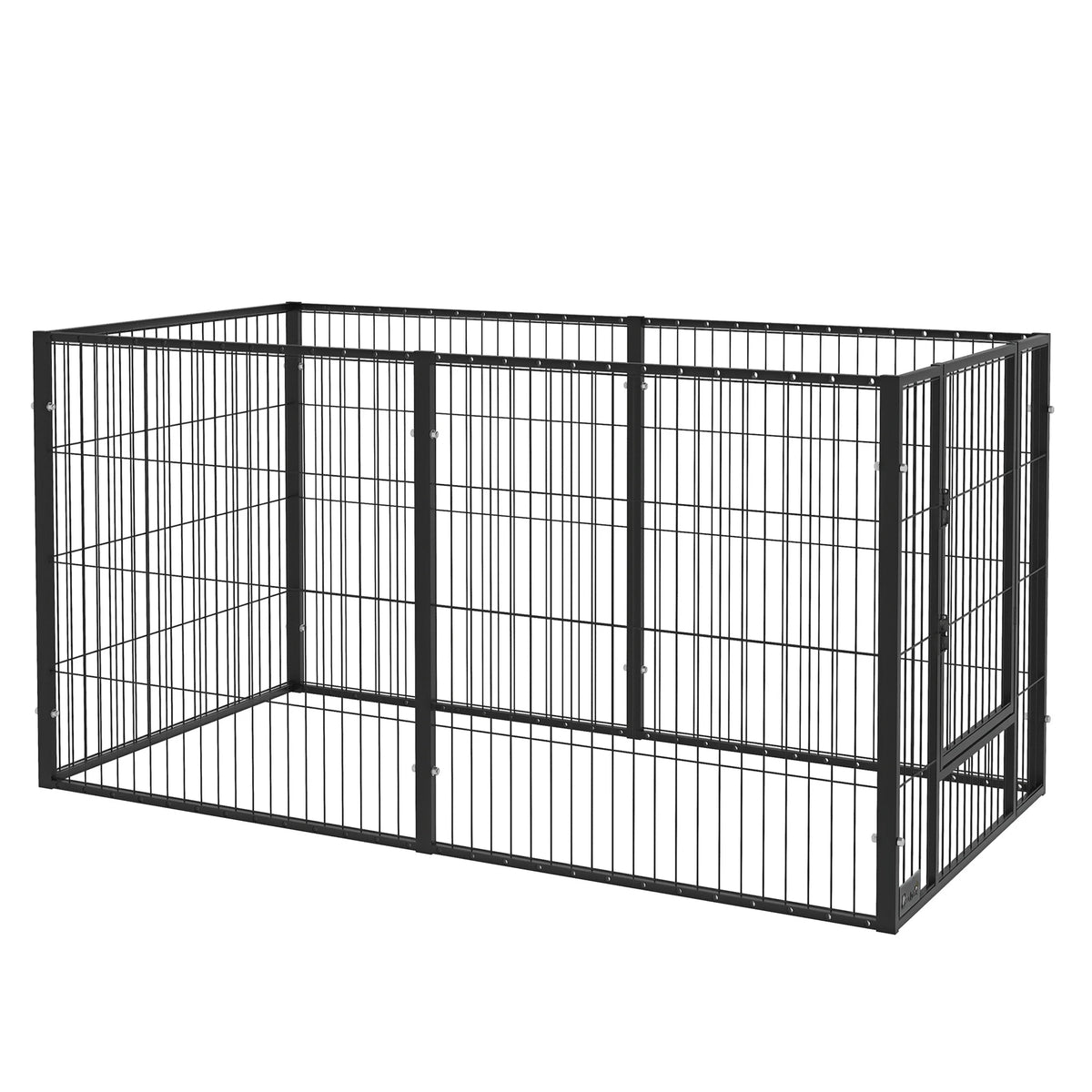 Pawhut Dog Playpen with 6 Panels Adjustable Metal Pet Fence with Steel Frame 82.5-150X79X81 cm Black