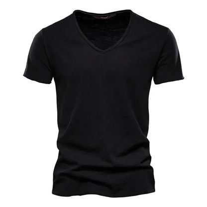 New 100% Cotton Men T Shirt Tops V Neck Thin Short Sleeve Tees High Quality Men's Fashion Fitness Hot T-shirt For Men Size S-5XL