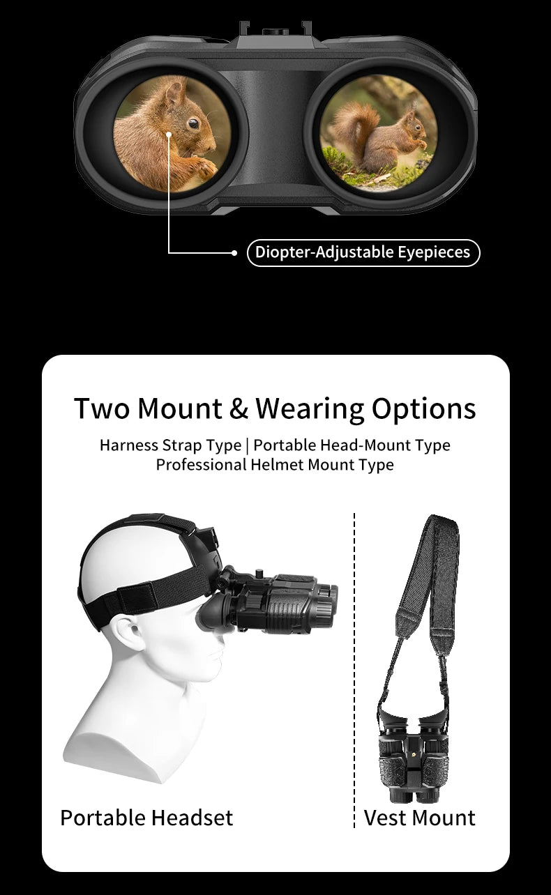 4K Night Vision Binoculars Diopter Eyepiece Dual 1.4" LCD 10X Zoom 3000mAh Level Gauge Infrared Outdoor Observation